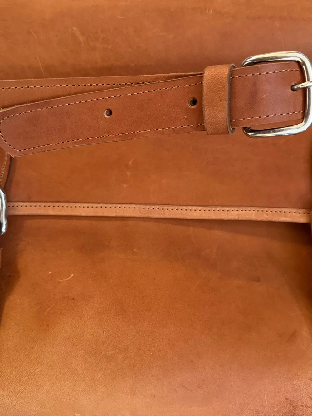 Vintage Robert Cheau Saddle Tan Leather Briefcase Messenger Bag Unused